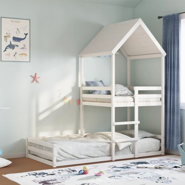 vidaXL Kinderbed met huisje massief grenenhout wit 90x190 cm