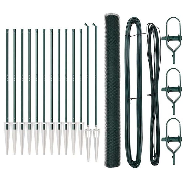 vidaXL Hecke met palen Groen 1.5 x 25 m PVC-gecoat staal