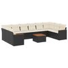 vidaXL 11-delige Loungeset met kussens poly rattan zwart