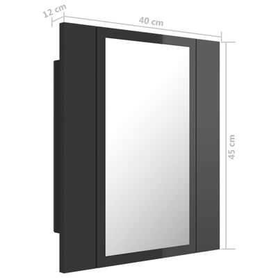 vidaXL Badkamerkast met spiegel en LED 40x12x45 acryl hoogglans grijs