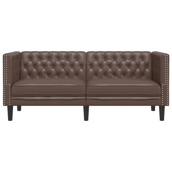 vidaXL Tweezitsbank Chesterfield-stijl kunstleer bruin