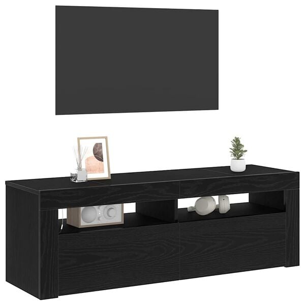 vidaXL TV-kast met LED Zwart Eiken 120 x 35 x 40 cm Bewerkt hout