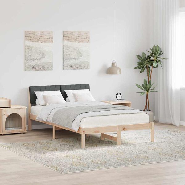 vidaXL Bedframe Bruin en donkergrijs 120 x 190 cm Massief grenenhout