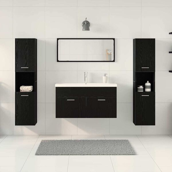 vidaXL Badkamermeubelset met plank 4 pcs Zwart Eiken Bewerkt hout