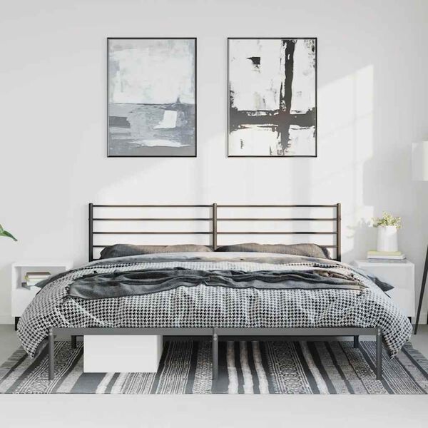 vidaXL Bedframe met hoofdbord metaal zwart 193x203 cm