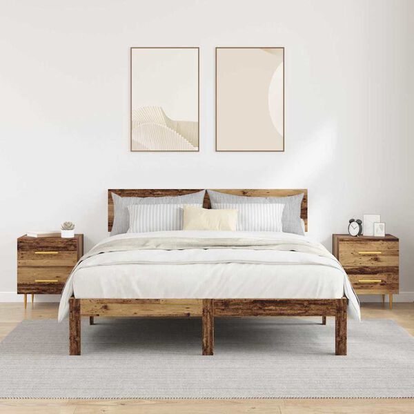 vidaXL Nachtkastje 2 pcs Oud Hout 40 x 35 x 47,5 cm Bewerkt hout