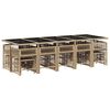 vidaXL 15-delige Tuinset met kussens poly rattan beige
