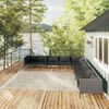 vidaXL 9-delige Loungeset met kussens poly rattan donkergrijs