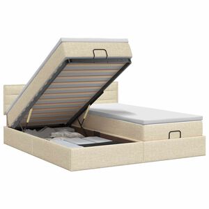 vidaXL Ottoman bed met matras met hoofdeinde 2 pcs Cr&egrave;mekleurig Stof