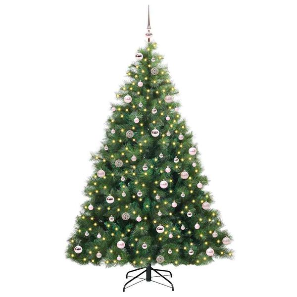 vidaXL Kunstkerstboom met 300 LED met standaard Groen 240 cm PE en PVC