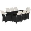 vidaXL 9-delige Bistroset met kussens poly rattan zwart