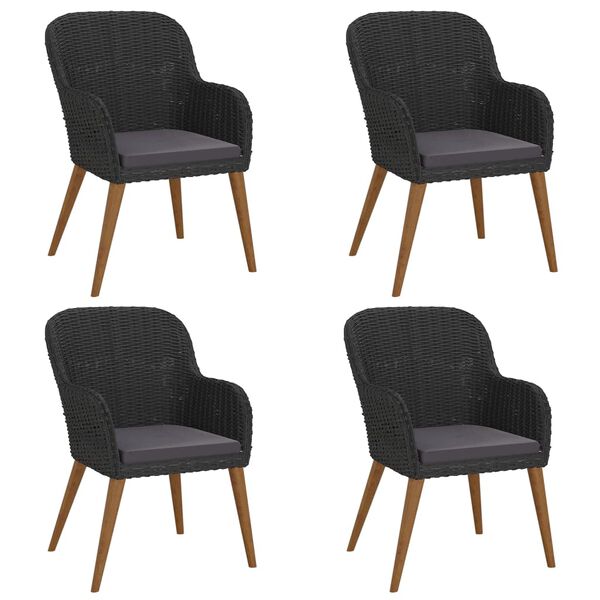 vidaXL 5-delige Tuinset met kussens zwart