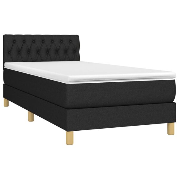 vidaXL Boxspring met matras en LED stof zwart 90x190 cm
