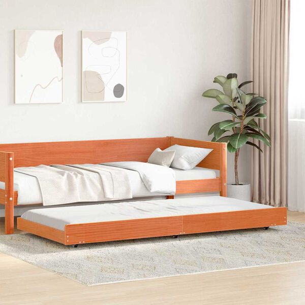 vidaXL Bedframe Wasbruin 90 x 190 cm Massief grenenhout