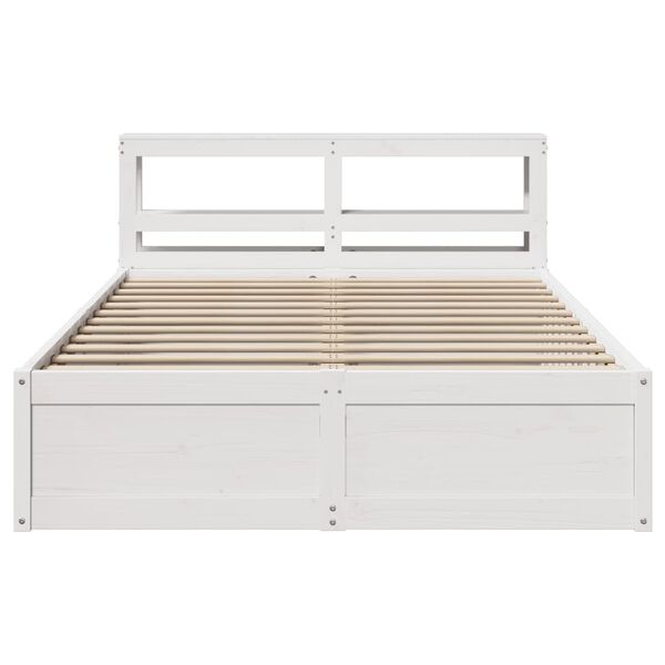 vidaXL Bedframe met hoofdbord massief grenenhout wit 160x200 cm