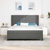 vidaXL LED Box Spring Bed met matras Donkergrijs 180 x 200 cm Stof