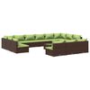 vidaXL 14-delige Loungeset met kussens poly rattan bruin