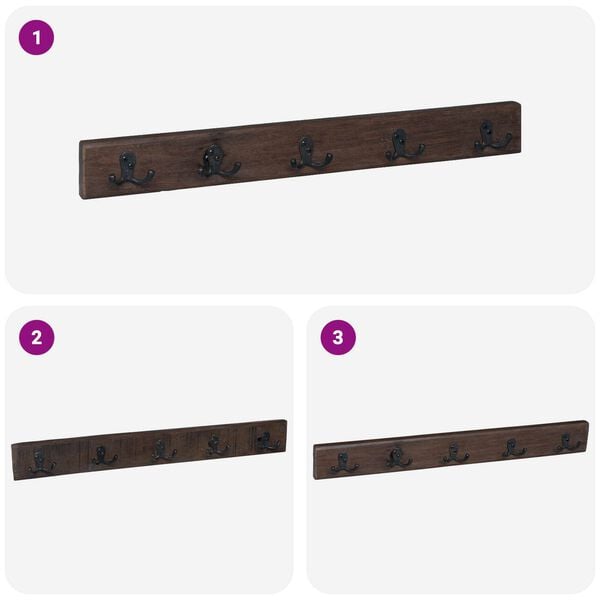 vidaXL Hanger Bruin 60 x 7 x 8 cm Massief Gerecycled Hout