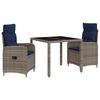 vidaXL Buiten eettafelset 3 pcs poly rattan