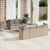 vidaXL 8-delige Loungeset met kussens poly rattan beige