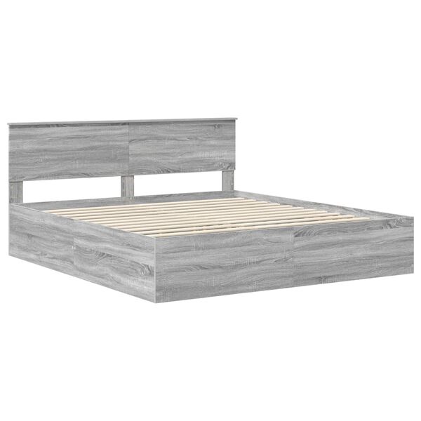 vidaXL Bedframe met hoofdeinde Grijs Sonoma 200 x 200 cm Bewerkt hout