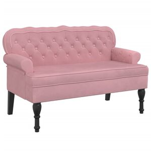 vidaXL Bankje met rugleuning 119,5x64,5x75 cm fluweel roze