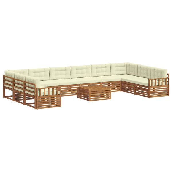 vidaXL Sofa-Sets 11 pcs Natuurlijk en Cr&egrave;me Massief Acaciahout