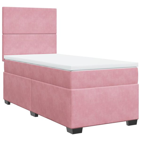 vidaXL Boxspring met matras fluweel roze 90x190 cm