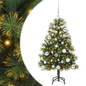 vidaXL Kunstmatige Scharnier Kerstboom met Cones Groen 150 cm