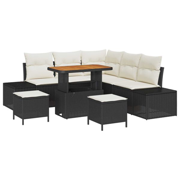 vidaXL Tuin Sofa Set met kussen 8 pcs Zwart Poly riet
