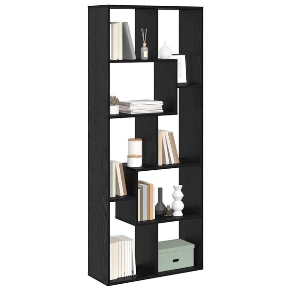 vidaXL Boekenkast Zwart Eiken 67 x 25 x 162 cm Bewerkt hout