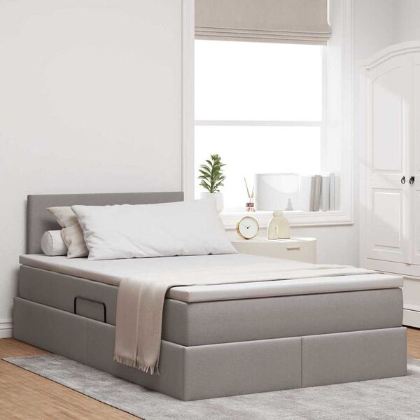 vidaXL Opbergbed met matras met matras Taupe 120 x 190 cm Bewerkt hout