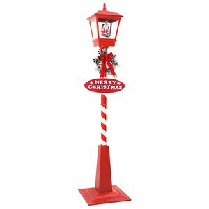 vidaXL Kerststraatlamp met lantaarn Rood 40,5x40,5x180cm Kunststof
