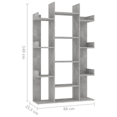 vidaXL Boekenkast 86x25,5x140 cm spaanplaat betongrijs