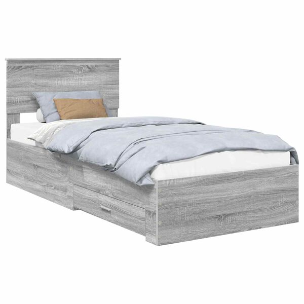 vidaXL Bedframe met hoofdeinde Grijs Sonoma 90 x 190 cm Bewerkt hout