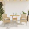 vidaXL 3-delige Tuinset met kussens poly rattan en acaciahout beige