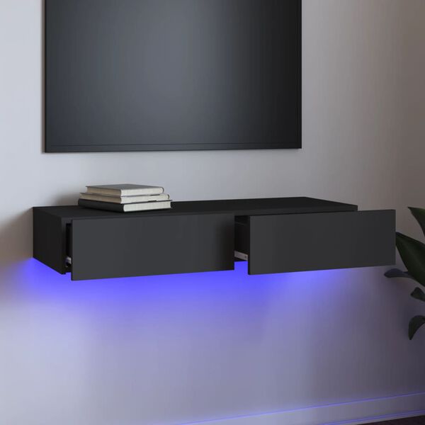 vidaXL Tv-meubel met LED-verlichting 90x35x15,5 cm grijs