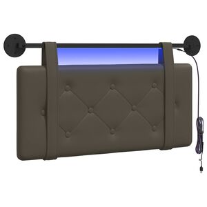 vidaXL Hangend hoofdbord Met LED-verlichting Grijs Kunstleer