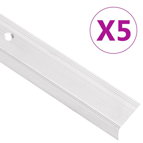 vidaXL Trapneuzen L-vormig 5 st 100 cm aluminium zilverkleurig