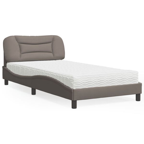 vidaXL Bed met matras "Hvar" stof taupe 100x200 cm