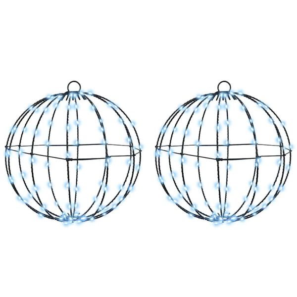 vidaXL Bal met 192 LED 2 pcs Koudwit 31,5 x 31,5 x 32 cm Metaal