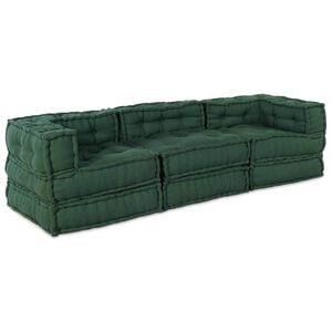 vidaXL Modulair Sofabet 3 pcs Groen Stof