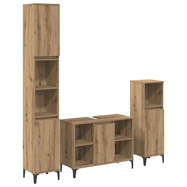 vidaXL Badkamermeubelset met plank 3 pcs Artisan Eiken Bewerkt hout