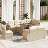 vidaXL 9-delige Loungeset met kussens poly rattan beige