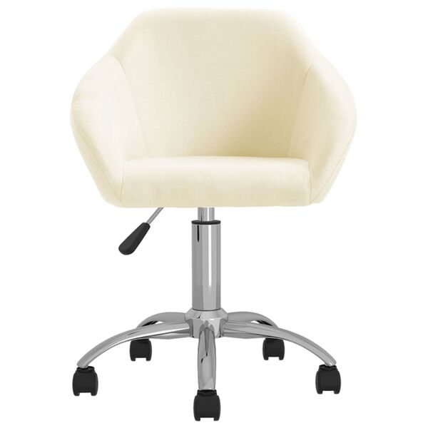 vidaXL Eetkamerstoelen 2 st draaibaar stof cr&egrave;mekleurig