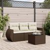 vidaXL 4-delige Loungeset met kussens poly rattan bruin
