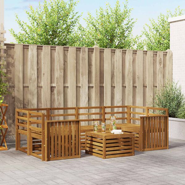 vidaXL Sofa-Sets 7 pcs Naturel Massief Acaciahout