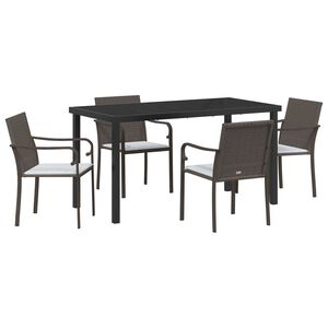 vidaXL Tuin eettafelset 5 st Bruin en zwart PE Rattan
