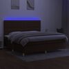 vidaXL Boxspring met matras en LED stof donkerbruin 200x200 cm