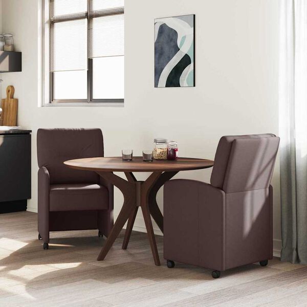 vidaXL Dining Stoelen met Wielen 2 pcs Donkerbruin 57 x 67 x 95 cm